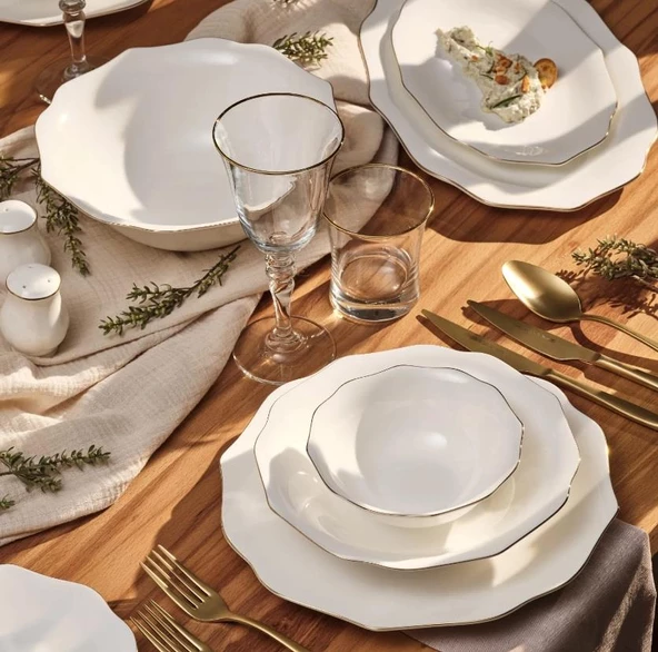 Emsan Maria Gold 59 Parça Fıne Bone Yemek Takımı