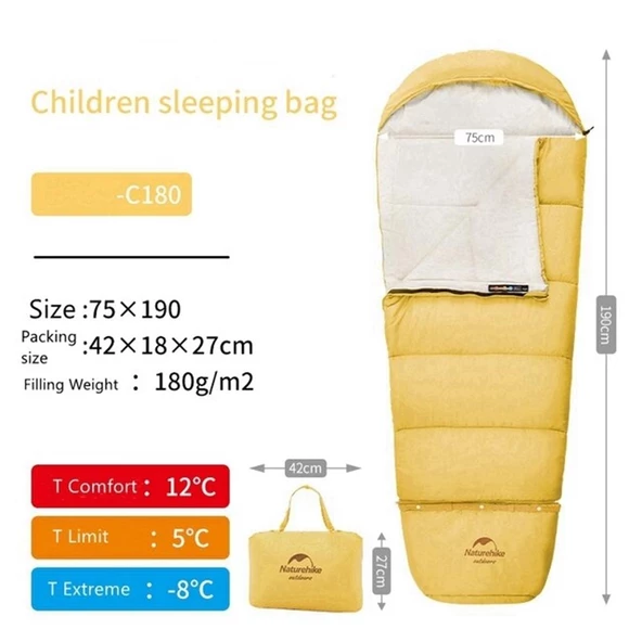 Naturehike C180 UltraLight Pamuklu Uyku Tulumu -8°C ( Çocuk ) - 4