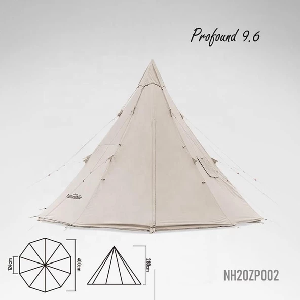 Naturehike Profound 9.6 Carpa Glamping Aile Çadırı | Cotton Pyramid Kanvas | - Resim 2
