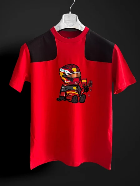 Carlos Sainz Pixel kırmızı siyah F1 T-shirt