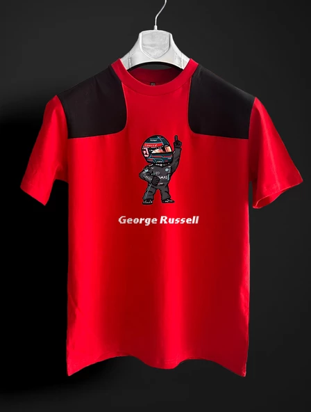 George Russell Pixel kırmızı siyah F1  T-shirt