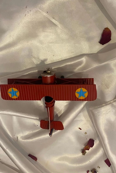 Metal Uçak Dekoratif Maket El Yapımı Oyuncak Teyyare Planör Kırmızı - 6