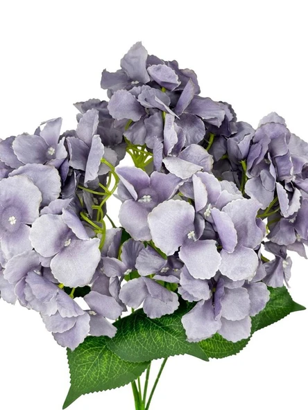 Nettenevime Yapay Çiçek Ortanca Çiçeği Demeti 43 cm Açık Koyu Lila - Resim 2