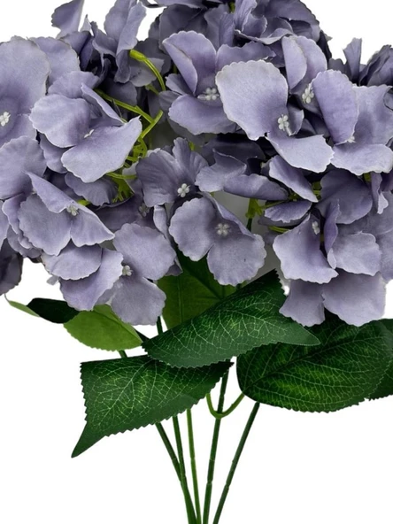 Nettenevime Yapay Çiçek Ortanca Çiçeği Demeti 43 cm Açık Koyu Lila - Resim 5