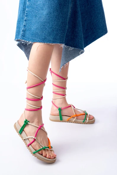 Multi Bilekten Bağcıklı Kadın Sandalet - Resim 2