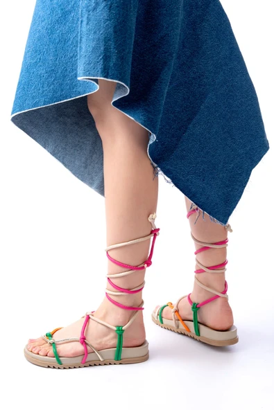 Multi Bilekten Bağcıklı Kadın Sandalet - Resim 5