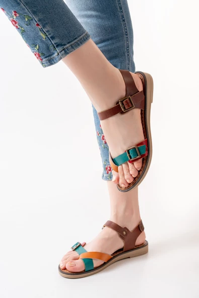 Multi Ortopedik Hakiki Deri Kadın Sandalet - Resim 3