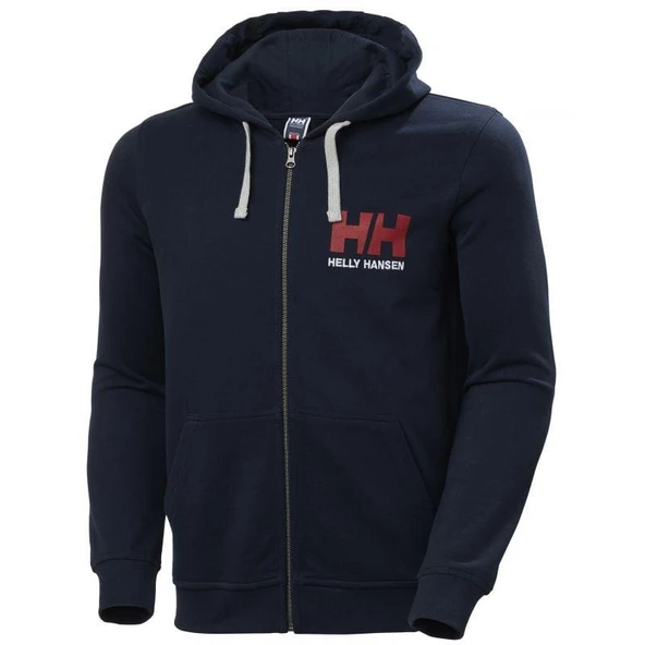 Helly Hansen Logo Full Zip Hoodie Kapüşonlu Erkek Sweatshirt - NAVY