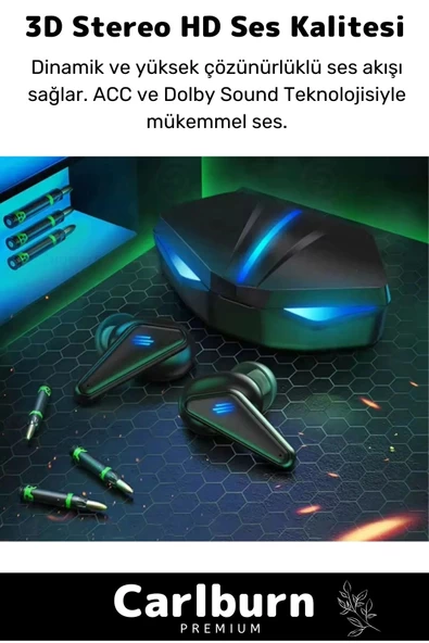 Özel RGB Işıklı K55 Tws Pro Extra Bass Mikrofonlu 3D Stereo Ses Bluetooth Kablosuz Oyuncu Kulaklık - 2