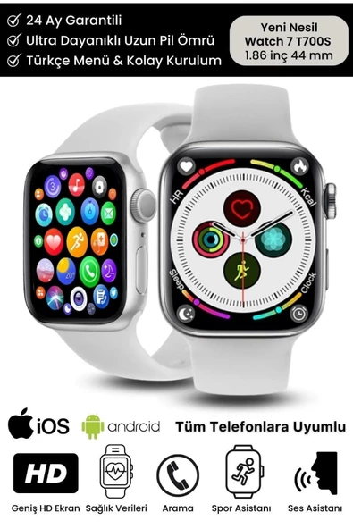 Su Geçirmez 45mm T700s Watch 7 Ios Android Sağlık Sensörlü Bluetooth Aramalı Alarm Akıllı Saat