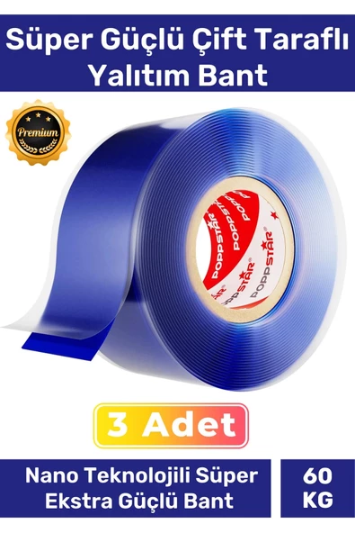 Ekstra Güçlü Hava Su Sızdırmaz İzolasyon Çok Amaçlı Çift Taraflı Silikon Bant 18mm x 1.5m - 3 Adet