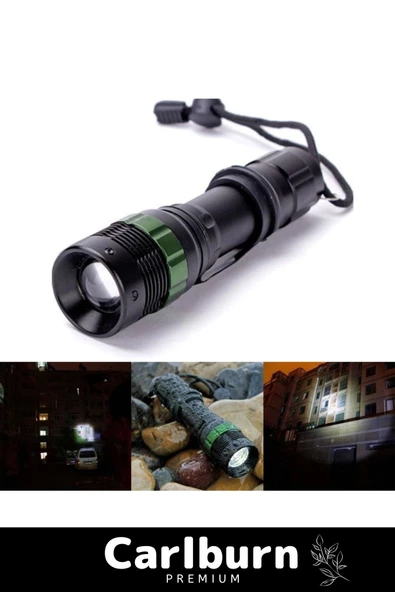 Özel Seri 200 Metre Menzilli 3 Modlu Beyaz Işık Selektörlü Zoomlu Yüksek Ledli Oto Şarjlı EL Feneri - 3