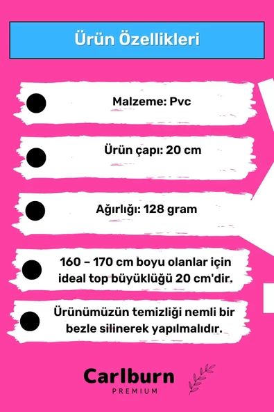 Profesyonel Seri Dayanıklı Yüksek Kalite Mini Gymball 20cm Pembe Pilates Topu Şişirme Pompa Hediyeli - 3