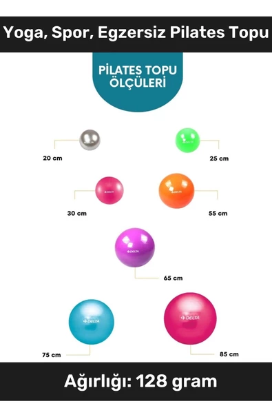 i Dayanıklı Mini Gymball 20cm Siyah Pilates Topu Şişirme Pompa - 2