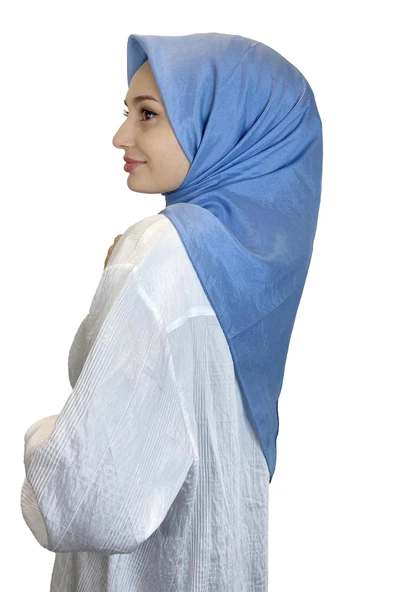 Kroren by Armanda Vual Eşarp - İpeksi Parlak Eşarp KR7558  KOT MAVİ