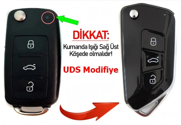 Skoda Octavia Superb Yeti UDS Dönüşüm Çevirici Kumanda Kabı Oto Anahtarlık ürün görseli