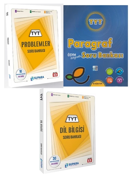 Supara Yayınları 2025 TYT Problem Dil Bilgisi ve Endemik TYT Paragraf Soru 3 Kitap Set