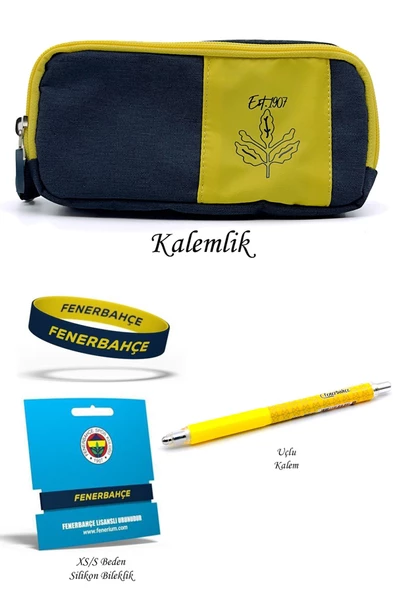 Fenerbahçe Orijinal Kalemlik & Uçlu Kalem & Bileklik Set Hediyelik Ahşap Kutulu - 2