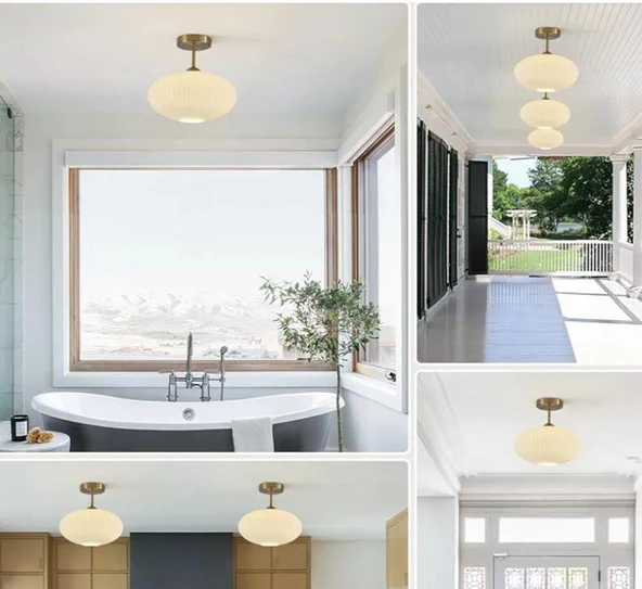 MYLİGHTS  PLOFONYER TAVAN AVİZE  OPAL CAM AVİZE MODER SPOR AVİZE 30 cm - Resim 2