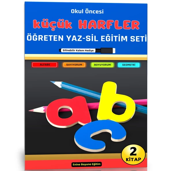 Okul Öncesi Küçük Harfleri Öğreten YAZ-SİL Eğitim Seti (2 Kitap)