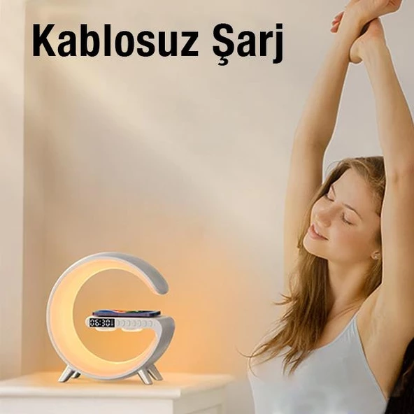 Zhltools 15W Kablosuz Şarj Standlı Bluetooth hoparlör RGB Gece Lambası - 8
