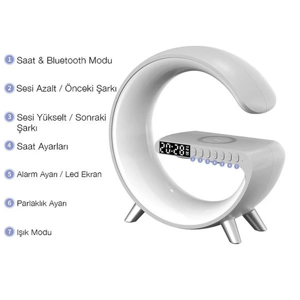 Zhltools 15W Kablosuz Şarj Standlı Bluetooth hoparlör RGB Gece Lambası - 3