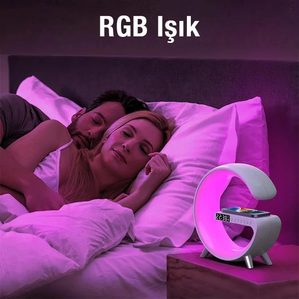 Zhltools 15W Kablosuz Şarj Standlı Bluetooth hoparlör RGB Gece Lambası - 2