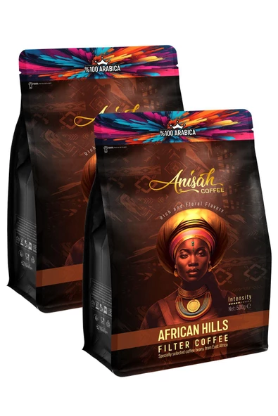 Anisah Coffee African Hills Filtre Kahve | 2x500 Gr | %100 Arabica Doğu Afrika Blend | Orta Kavrum (medium roast)