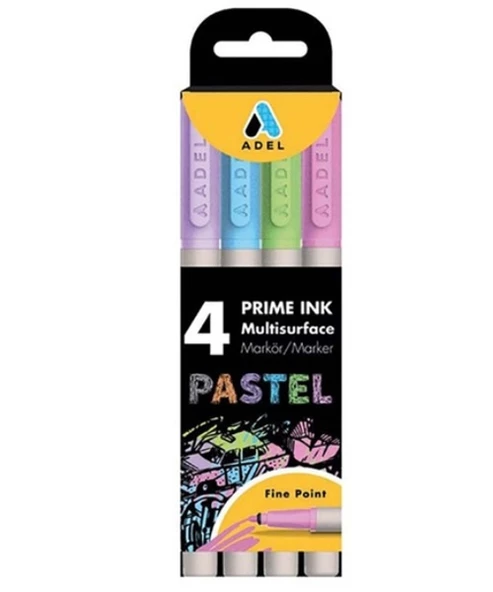 Adel Prime İnk Multisurface Markör Kalem Seti Pastel 4Lü