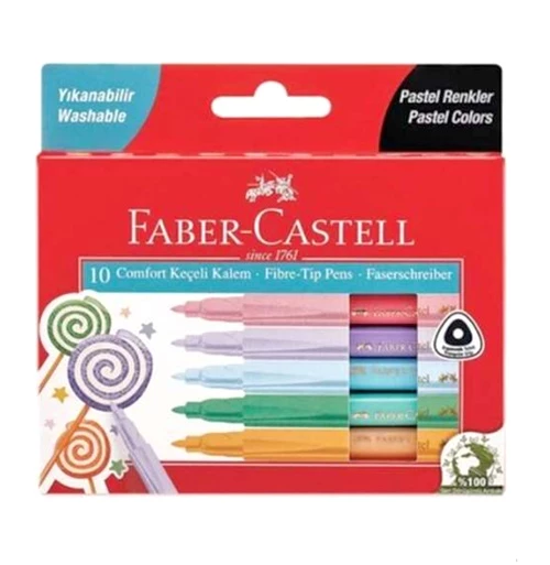 Faber Castell Comfort Keçeli Kalem Pastel Renkler 10Lu