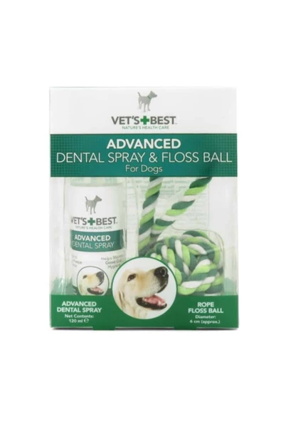 Vet's Best Köpek Ağız Ve Diş Bakım Spreyi 120ml Ve Diş Temizleyici Halat Top 16cm