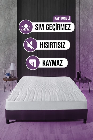 Kapitoneli Fitted Sıvı Geçirmez Yatak Alezi 100x200cm