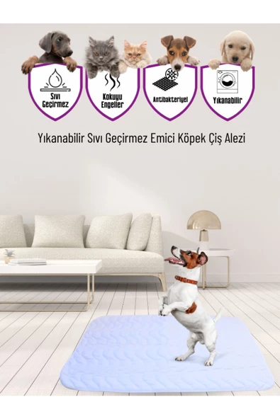 Kapitoneli Yıkanabilir Sıvı Geçirmez Emici Köpek Kedi Çiş Alezi 60x90 cm - 3