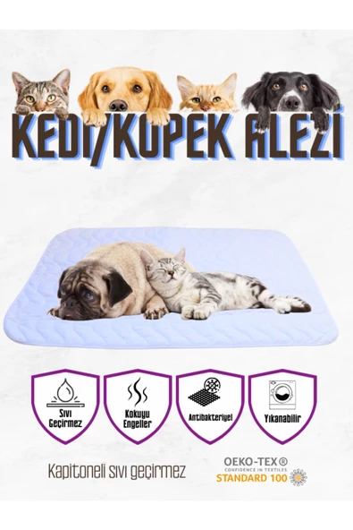 Kapitoneli Yıkanabilir Sıvı Geçirmez Emici Köpek Kedi Çiş Alezi 60x90 cm