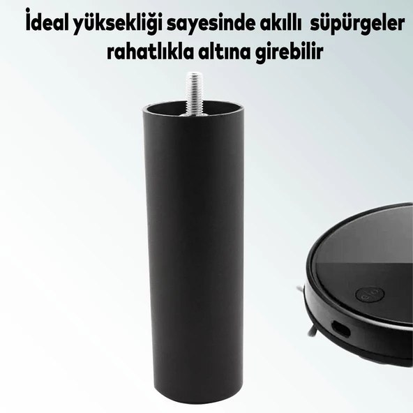 Mobilya Kanepe Koltuk Baza Yükseltme M8 Civatalı İnce Diş Destek Ayağı Ayakları Siyah 15 cm 8 Adet - 4