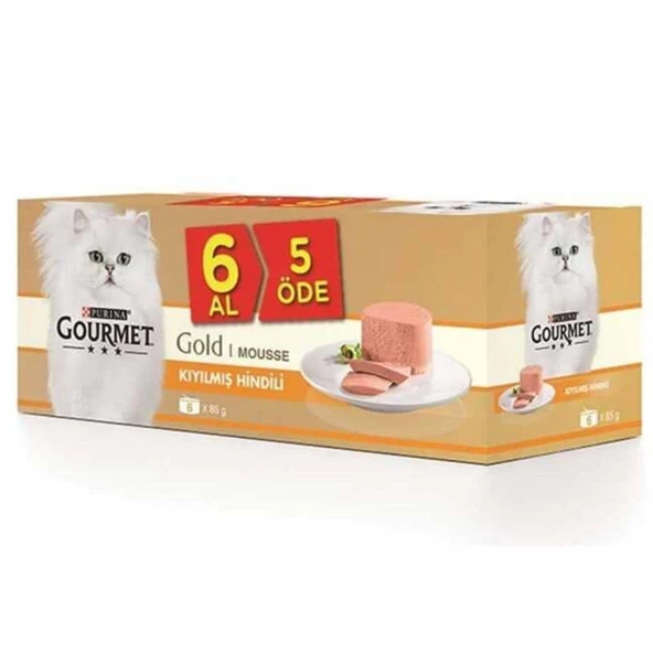 Gourmet Gold 6 Al 5 Öde Kıyılmış Hindi Etli Kedi Konservesi