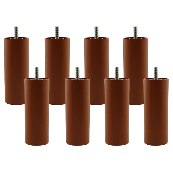 8 Adet Kahve 15 cm Mobilya Kanepe Koltuk Baza Yükseltme M8 Civatalı İnce Diş Destek Ayağı Ayakları - 7