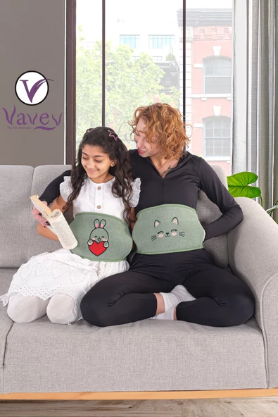 Özel Gün Kemeri Regl-Bel-Diz-Omuz-Boyun Ağrılarılarına Son Termojel Hediyeli  Tavşan Yeşil Renk - 5