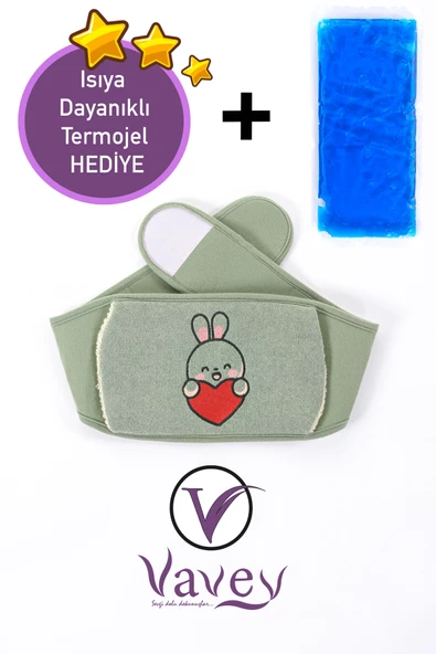 Özel Gün Kemeri Regl-Bel-Diz-Omuz-Boyun Ağrılarılarına Son Termojel Hediyeli  Tavşan Yeşil Renk - 8