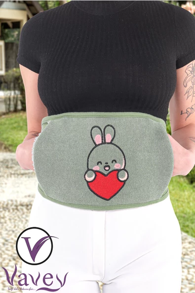 Özel Gün Kemeri Regl-Bel-Diz-Omuz-Boyun Ağrılarılarına Son Termojel Hediyeli  Tavşan Yeşil Renk - 2