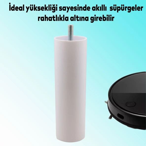 Mobilya Kanepe Koltuk Baza Yükseltme M8 Civatalı İnce Diş Destek Ayağı Ayakları Beyaz 15 cm 4 Adet - 3
