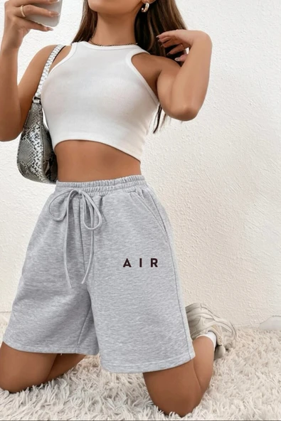 Süperlife Kadın Rahat Kalıp Beli Lastikli Cepli Basklı Şort SPR25SRK52 - 7