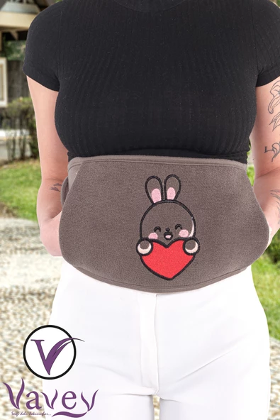 Özel Gün Kemeri Regl-Bel-Diz-Omuz-Boyun Ağrılarılarına Son Termojel Hediyeli Tavşan Kahve Renk - 2