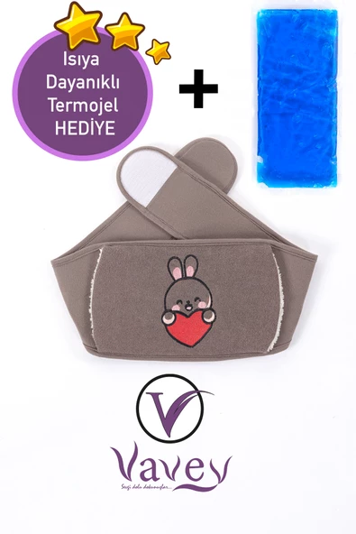 Özel Gün Kemeri Regl-Bel-Diz-Omuz-Boyun Ağrılarılarına Son Termojel Hediyeli Tavşan Kahve Renk - 7