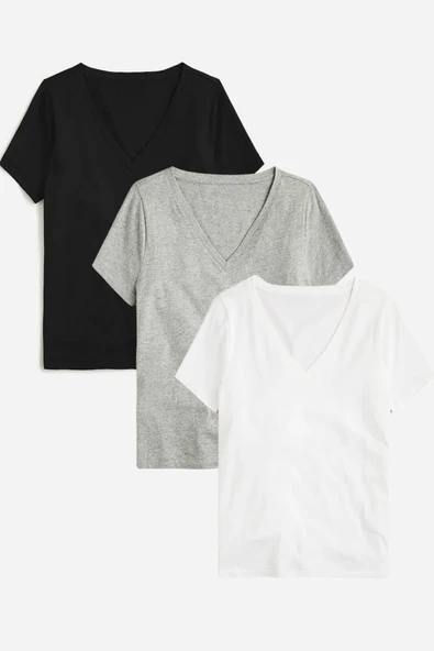 Kadın V Yaka Regular Tshirt SPR24TSK45-3 - 7