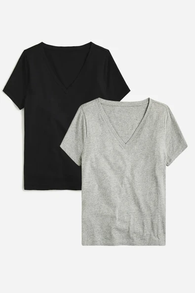 Kadın V Yaka Regular Tshirt SPR24TSK45-2 - 10