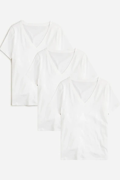 Kadın V Yaka Regular Tshirt SPR24TSK45-3 - 3