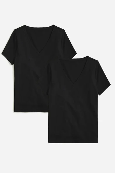 Kadın V Yaka Regular Tshirt SPR24TSK45-2 - 4