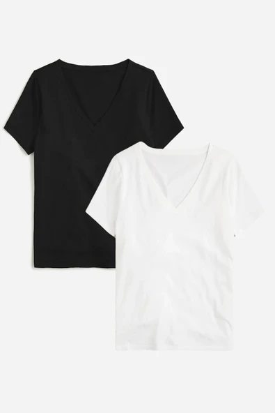 Süperlife Kadın V Yaka Regular Tshirt SPR24TSK45-2