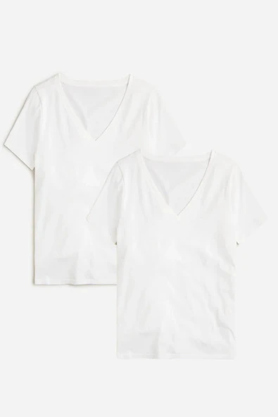 Kadın V Yaka Regular Tshirt SPR24TSK45-2 - 3